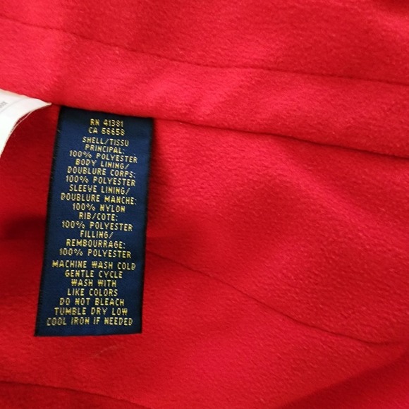 VTG Polo Ralph Lauren Men Red Bomber Jacket Fleece Lined Thick Rollaway Hood XL - Picture 6 of 9